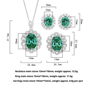 Fashion Eco-friendly Copper 13*18/10-12MM Green Zircon Pendant <b>Earrings</b> Ring <b>Set</b> Vintage Style Jewelry <b>Set</b> for Timeless Elegance - Product Image 2