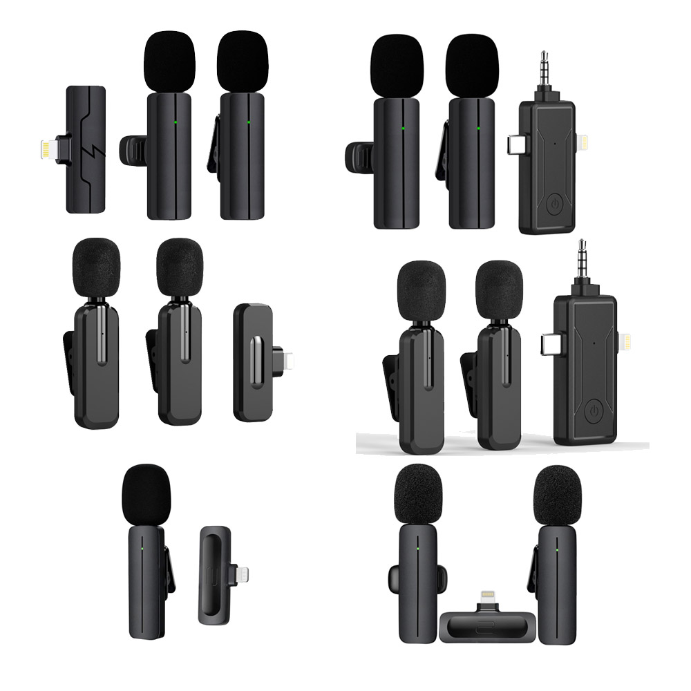 Microphone professionnel Lavalier Mic Interview Facebook Live Stream Microphone sans fil pour téléphone Android PC iPhone Caméra