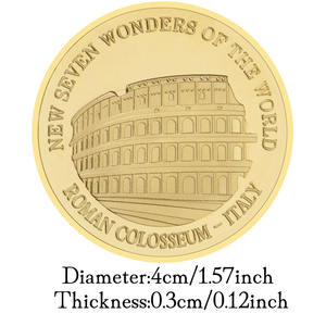 Nieuwe Zeven Wonderen van de Wereld ROMAN COLOSSEUM ITALIË Souvenir Verguld Collectible Gift Gedenkmunt met grote gebouwen - Product Image 3