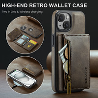 Nouvel arrivage de porte-cartes magnétiques détachables 2 en 1, pochette en cuir, fermeture éclair, housse de téléphone pour Iphone 16 Pro Max 15 14 13