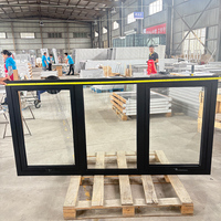 Ventanas Combinadas de Aluminio con Rotura de Puente Térmico, Suministro de Fábrica, Recubrimiento en Polvo Negro, Ventana Abatible Lateral y Ventana Central Fija de Guillotina Superior