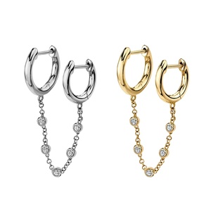 Boucles d'oreilles créoles connectées ROXI en argent 925 avec zircon 18 carats pour femme - Product Image 1