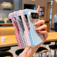 Étui magnétique pour iPhone DUO, étui de protection pliable pour iPhone, étui rigide en cuir PU, étui pour téléphone avec motif en grille, sensation de peau
