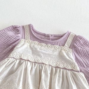 Combinaison décontractée en coton pour bébé fille, printemps, dentelle douce, patchwork, une pièce, respirante, <span class=keywords><strong>anti</strong></span>-<span class=keywords><strong>rides</strong></span>, pour bébé de cent jours, body - Product Image 6