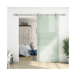 Quincaillerie de porte coulissante à glissière robuste en acier inoxydable de style rustique américain, système de quincaillerie de porte de grange, SS304, 6,6 pieds/2 m, porte simple - Product Image 2