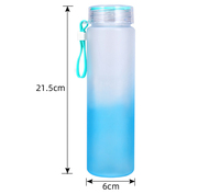 Bouteille d'eau en verre dépoli coloré à changement de couleur avec couvercle, personnalisable avec logo, vente en gros
