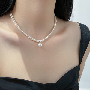 สร้อยคอสั้นสไตล์โบราณเงินแท้ S925 ประดับเพชร ดีไซน์เรียบหรู สไตล์ญี่ปุ่น-เกาหลี ประดับมุก สำหรับฤดูร้อน - Product Image 5