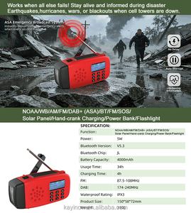 <span class=keywords><strong>Radio</strong></span> d'urgence portable, haut-parleur sans fil, manivelle, banque d'alimentation solaire, alarme SOS, étanche, qualité tactique, <span class=keywords><strong>radio</strong></span> mondiale HD DAB+ - Product Image 5