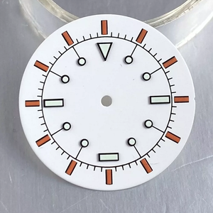 Cadran de montre vierge de 33,5 mm sans logo, cadran vert lumineux, aiguilles à bord noir pour mouvements de montre ETA2824 et série <span class=keywords><strong>NH</strong></span>, pièces de montre - Product Image 5