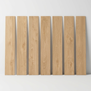Planches de sol en porcelaine vitrifiée effet bois 20x120cm, effet perforé, antidérapantes, antibactériennes, minimalistes, finition mate, pour salon - Product Image 1
