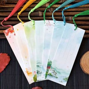 ที่คั่นหนังสือสั่งทำขายส่ง รูปทรงสี่เหลี่ยมผืนผ้า สำหรับตกแต่งงานฝีมือ พร้อมพู่ห้อย - Product Image 5