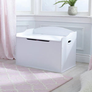 Classic White Wooden <b>Toy</b> <b>Storage</b> Box toybox for Kids, Flip Top <b>Storage</b> Chest with Safety Design, Large Capacity furntiure - Product Image 4