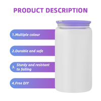 Entrepôt USA Gobelet en verre mélangé coloré acrylique plastique transparent gelée 16oz bière soda canette gobelet avec couvercle et paille