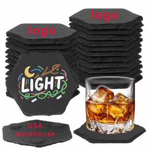 Sous-verres en ardoise noire classiques personnalisables avec logo, réutilisables, promotionnels pour restaurants, vierges pour gravure laser, vente en gros - Product Image 1