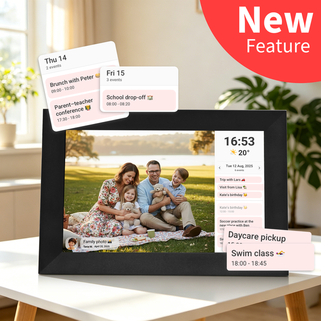 Veidoo WiFi Cloud Picture Frame 10'' 1080P IPS Touch Screen Digital Photo Frame with 32GB Type C Frameo System & Calendar Sync