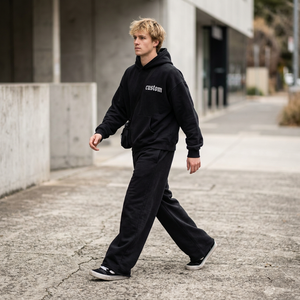 OEM Manufacturer Custom Heavyweight Tracksuit Streetwear Drop Shoulder Oversized Embroidery Zipper Hoodies <b>Set</b> - Product Image 1