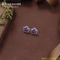 Blossom CS Schmuck 925 Sterling Silber Blumen-Zirkon-Ohrstecker Blütenblattform Halo Verlobung Party Trendig