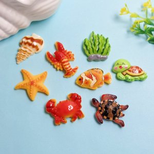 ODM Paquete a Granel de 100 Piezas de Adhesivos Planos de Resina con Diseños de Vida Marina Variados para Proyectos y Manualidades con Temática de Playa - Product Image 1