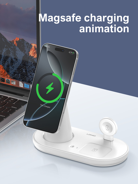 LDNIO WL01 Custom logo Adjustable 15w Magnetic Wireless Charger 5 in 1 One Magnet Charging Station for Phone Pro for Watch