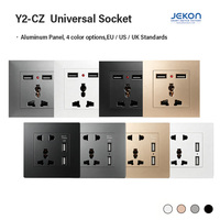 Prise murale multifonction en aluminium avec ports USB et USB-C, format universel 86, pour la décoration intérieure et les applications hôtelières