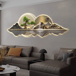 Nuevo estilo chino cristal porcelana <span class=keywords><strong>paisaje</strong></span> <span class=keywords><strong>pintura</strong></span> bienvenida Pino sofá Fondo pared colgante Original enmarcado atmosférico - Product Image 2