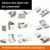 Flacon de parfum vide de luxe personnalisé en forme de cylindre, 50 ml, boîte de parfum en verre noir et blanc, emballage avec bouchon doré, impression à l'écran