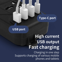 Multiprise industrielle universelle à 4 prises avec interrupteur séparé et ports USB Type-C, idéale pour hôpitaux, vente directe usine