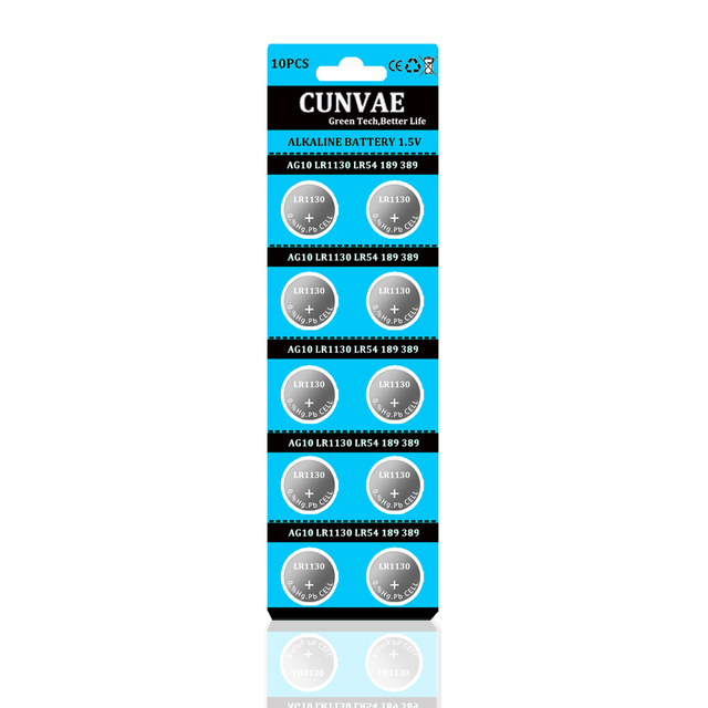 G10 Alkaline Button Battery 1.5V LR1130 389A SR54 SR1130 for Toys and Power Tools 0% Mercury