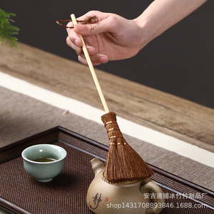 Handmade Bamboo Tea <b>Brush</b> Brown Bristle Purple Handle Tea Set Accessory Cleaning <b>Brush</b> Handheld Huzhou Craft - Product Image 1