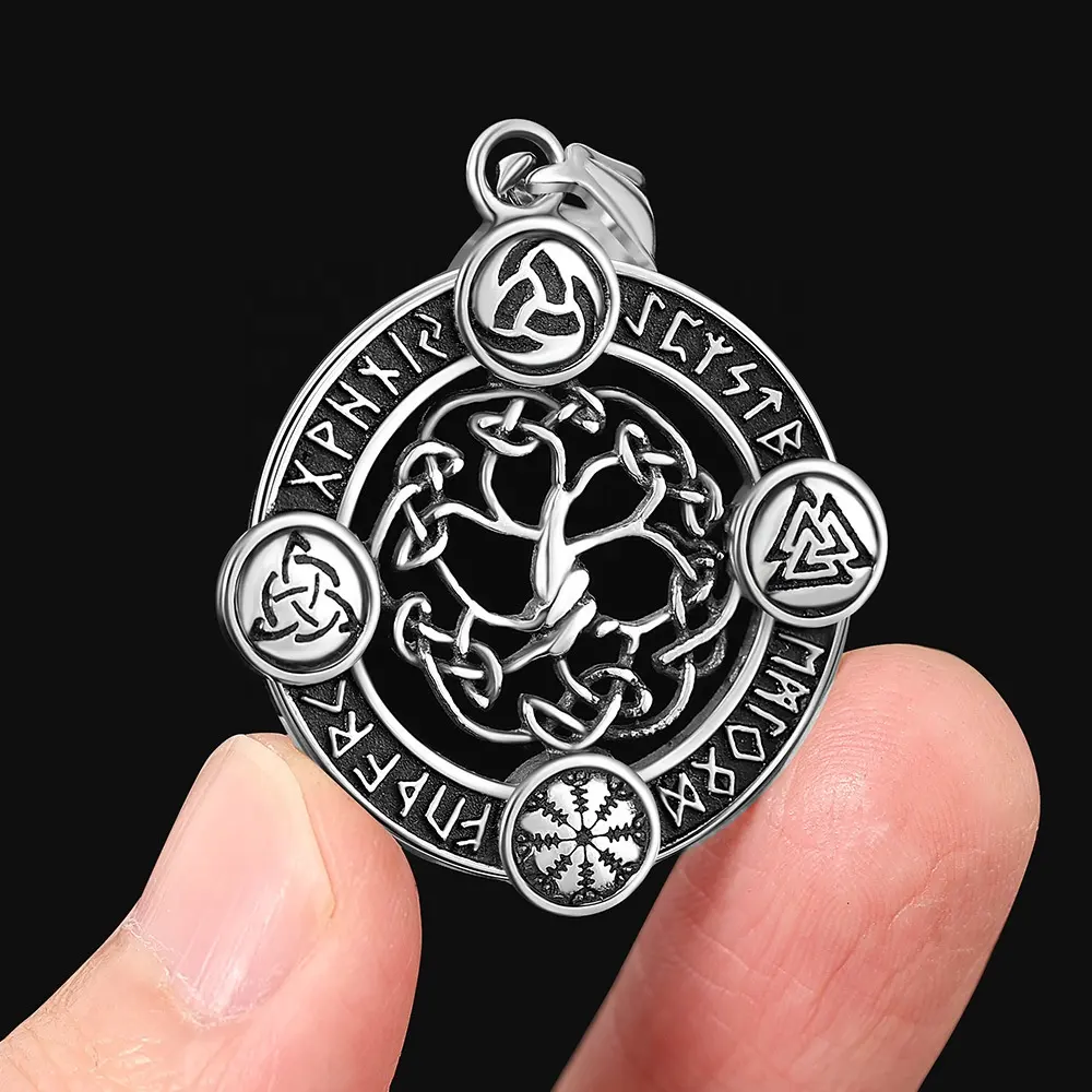 Viking Necklace Yggdrasil the World Tree Tree of Life Vegvisir Valknut Protective Talisman Amulet Triquetra Celtic Knot