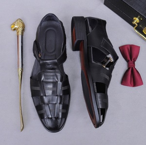 Mocassins de bureau pour hommes en cuir véritable, imperméables, antidérapants, légers, à motif floral intemporel, à enfiler, à bout fermé - Product Image 5