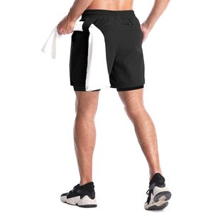 Pantalones cortos para correr 2 en 1 para hombre FOXA, de secado rápido, de 5 pulgadas, con bolsillos para entrenamiento en el gimnasio - Product Image 2