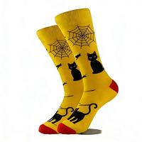 Chaussettes fantaisie à succès sur le thème d'Halloween, mi-mollet, imprimées crâne, chat noir, toile d'araignée, en coton, pour hommes, pour cosplay festif
