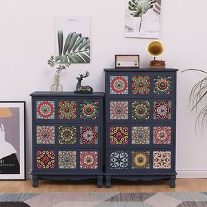 Cómoda de madera maciza con paneles pintados, armario de almacenamiento para sala de estar y dormitorio, diseño de varios niveles - Product Image 3