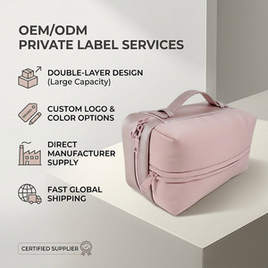 Nuevo Diseño Bolsa <span class=keywords><strong>de</strong></span> Maquillaje Doble Capa PVC-Nylon Logo Personalizado Multifuncional Bolsa <span class=keywords><strong>de</strong></span> Viaje Cosmética con Mando - Product Image 1