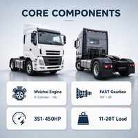 Nouveau camion tracteur HOWO HW76 4x2, 351-450 ch, moteur Weichai 6 cylindres, camion de fret 11-20T, Euro 2, logistique routière