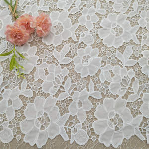 White Floral Embroidered Lace 100% Polyester Water Soluble Fabric for Garment Accessories <b>Dresses</b> Cloths & Gifts - Product Image 2