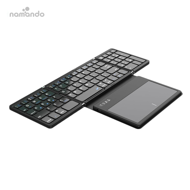 New Portable Mini Three Folding BT Keyboard Wireless Foldable Touchpad Keypad for IOS Android Windows ipad Tablet