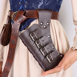 Ceinture médiévale en cuir PU gaufré avec pochette à monnaie et étui à poignard, pour cosplay de pirate, vagabond, paysan, LARP Renaissance - Product Image 6