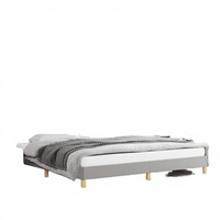 Cadre de lit en tissu gris clair Wenermei avec design capitonné, mobilier de chambre minimaliste