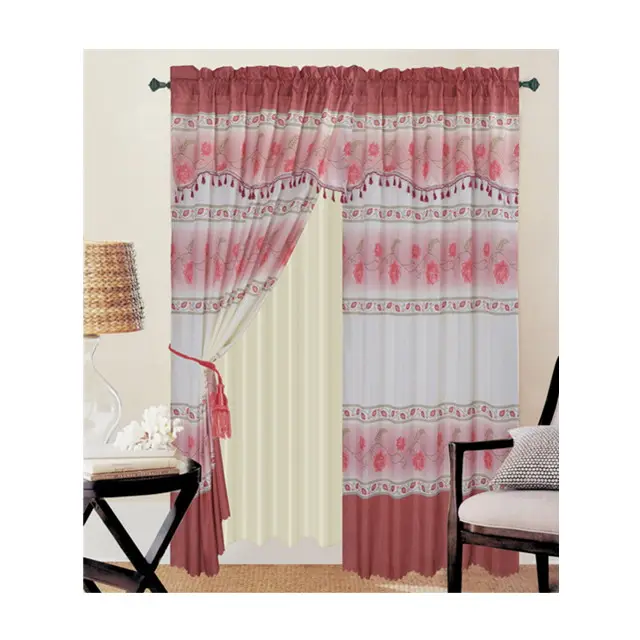 ขายส่งราคาถูกสวยพิมพ์ jacquard ผ้าม่าน valance สำหรับห้องนั่งเล่น