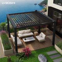 Innovativer Vorgefertigter Motorisierter Lamellendach-Pavillon mit LED-Integration Modulares Design für Strandvilla Garten Balkon