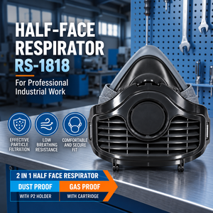 Masque respiratoire demi-visage RS-1818 réutilisable, protection contre la poussière, avec valve respiratoire pour filtre à fumée et particules - Product Image 3