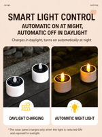 Bougie LED Solaire Électronique Transfrontalière Étanche IP65 Rechargeable Effet Flamme 3D pour Décoration Maison, Nuit, Fêtes et Jardin