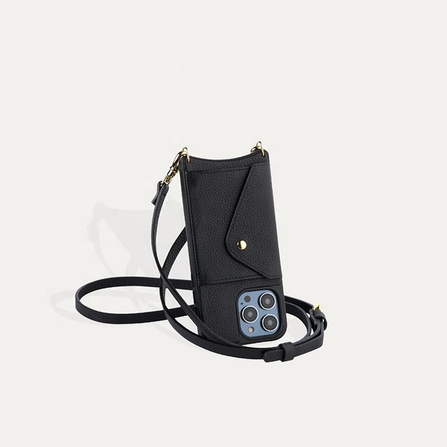Premium  Textile Strap Genuine Cowhide Wallet Style Crossbody Leather  Phone case  for iPhone 11 Pro