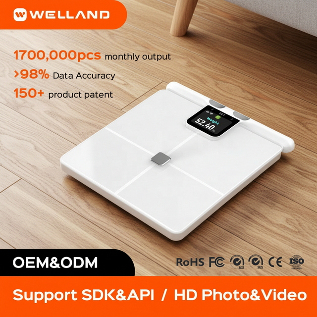 High Quality Custom WIFI 180 Kg Fat Weight Analytic Scale Body Fat Smart Scale Hand Holding Eight Electrodes Body Fat Scale