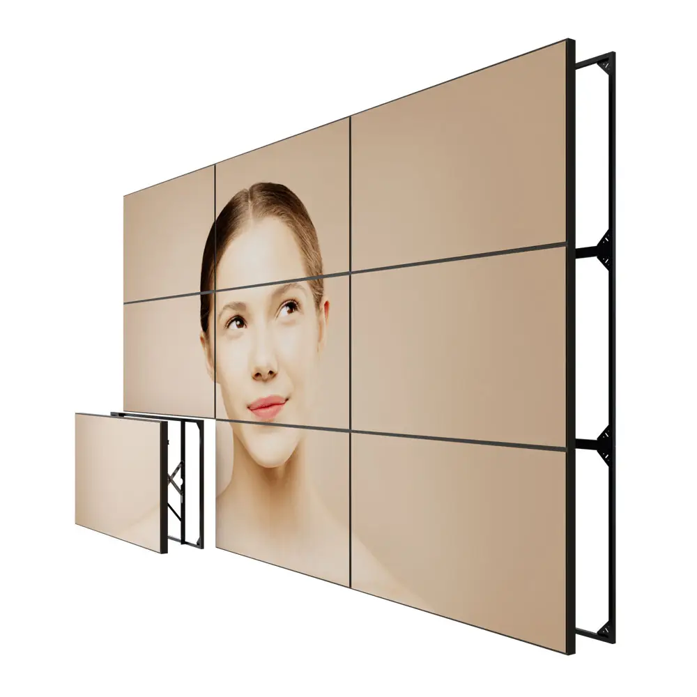 AOYI sistem panel dinding video oled, dinding video lcd dalam ruangan 46 49 55 inci 2x2 4x4K untuk cctv bingkai