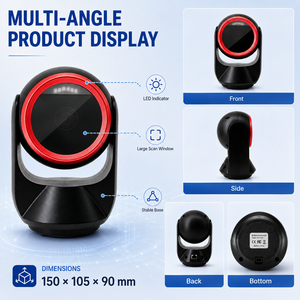 เครื่องสแกนบาร์โค้ดแบบตั้งโต๊ะความเร็วสูง 2 มิติ CMOS เครื่องอ่านโค้ด QR USB Virtual COM แบบเสียบแล้วใช้งานได้ทันที สำหรับการชำระเงินในซูเปอร์มาร์เก็ตและร้านค้าปลีก - Product Image 5