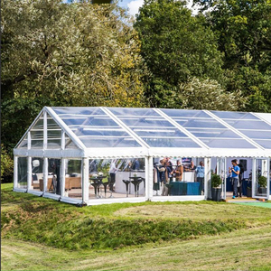 Carpa de Fiesta Tipo Marquesina con Marco Negro y Cristal, Carpa para Bodas y Eventos, Capacidad para 500 Personas, Carpas de Lona Blanca de 20X30 para Eventos - Product Image 2