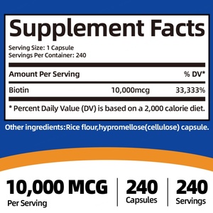 Nuevo Suplemento de Biotina con Vitamina B7, 240 Cápsulas, Apoya la Función Inmunológica para Adultos, Cápsulas de Biotina - Product Image 3